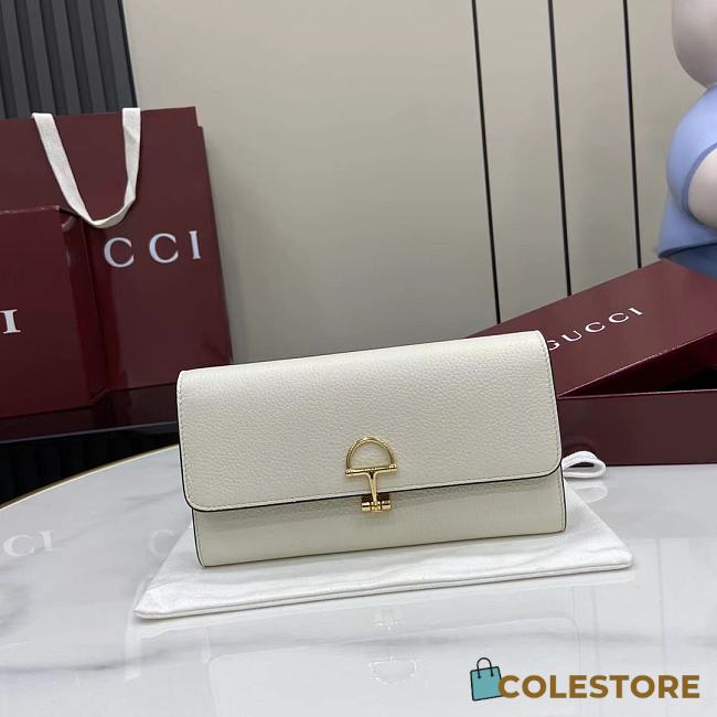 Colestore Gucci Softbit Continental Wallet in White Leather 19x10x3.5cm - 1