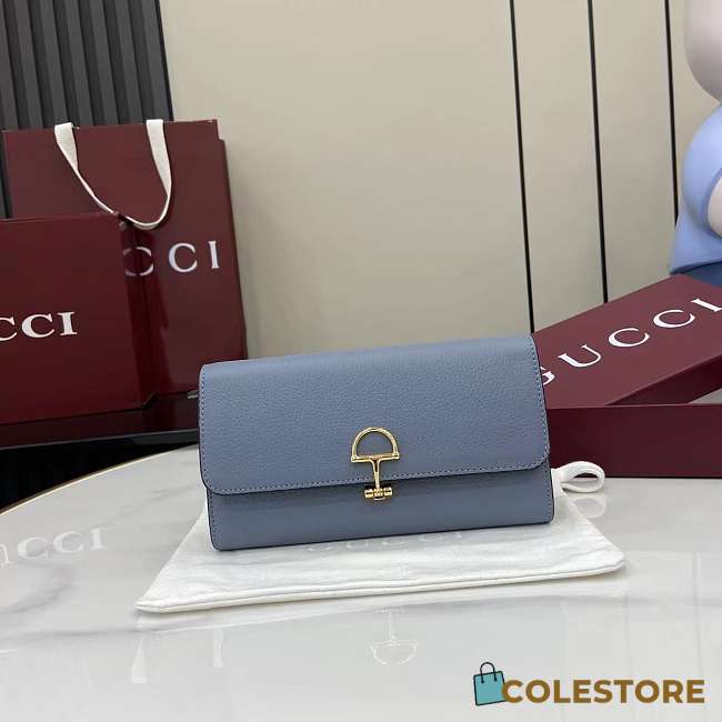 Colestore Gucci Softbit Continental Wallet in Blue Leather 19x10x3.5cm - 1