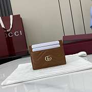 Colestore Gucci Calfskin Matelasse GG Marmont Card Holder Tan 10x7cm - 1