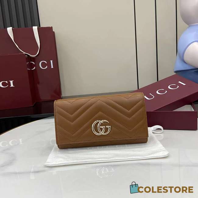 Colestore Gucci Marmont Long Wallet GG Brown 19x10x3.5cm - 1