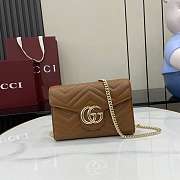 Colestore Gucci GG Marmont Diagonal Matelassé Chain Wallet Brown 20x13x6cm - 1