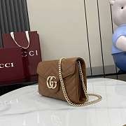 Colestore Gucci GG Marmont Diagonal Matelassé Chain Wallet Brown 20x13x6cm - 2
