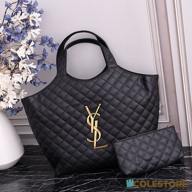 YSL Icare Maxi Shopping Bag In Quilted Lambskin White 35x8x43cm - 1