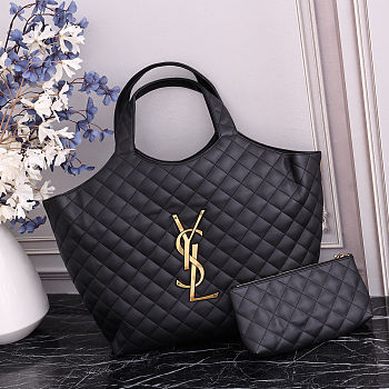 YSL Icare Maxi Shopping Bag In Quilted Lambskin White 35x8x43cm