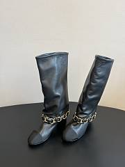 Colestore Chanel High Boots Black Lambskin & Grosgrain - 3