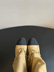 Colestore Chanel High Boots Beige & Black Lambskin & Grosgrain - 5