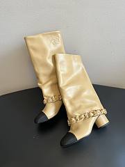 Colestore Chanel High Boots Beige & Black Lambskin & Grosgrain - 3