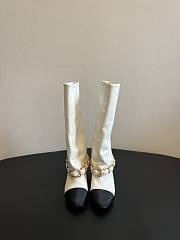 Colestore Chanel High Boots White & Black Lambskin & Grosgrain - 1