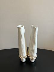 Colestore Chanel High Boots White & Black Lambskin & Grosgrain - 5