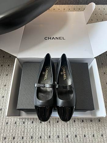 Colestore Chanel Mary Jane Bicolor Patent Cap-Toe Shoes Black