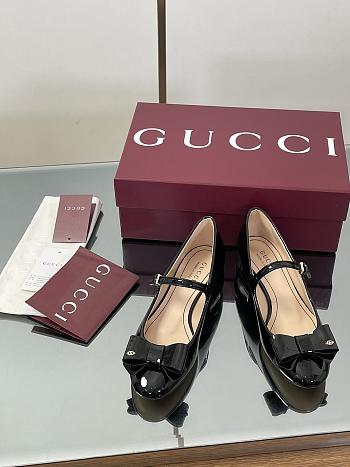 Colestore Gucci Ballet Flat with Bow Black Patent Leather