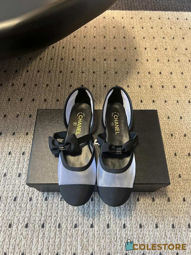 Colestore Chanel Mary Janes Mesh & Grosgrain Grey & Black - 1