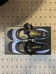 Colestore Chanel Mary Janes Mesh & Grosgrain Grey & Black - 6