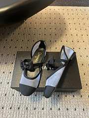 Colestore Chanel Mary Janes Mesh & Grosgrain Grey & Black - 4