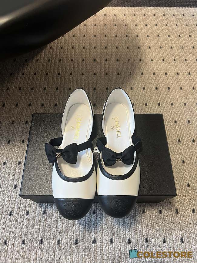 Colestore Chanel Mary Janes Mesh & Grosgrain White & Black - 1