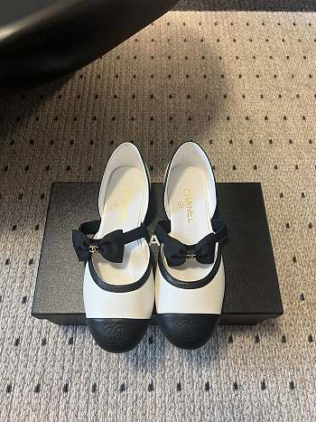 Colestore Chanel Mary Janes Mesh & Grosgrain White & Black