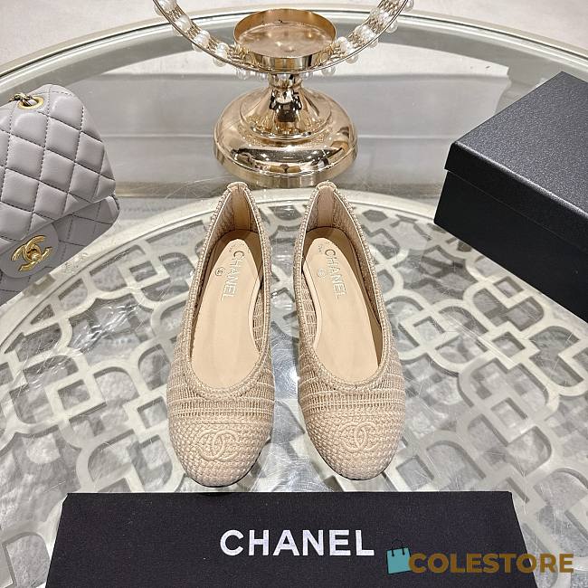 Colestore Chanel Spring-Summer 25P Raphia Ballet Flats in Beige - 1