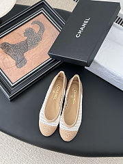 Colestore Chanel Spring-Summer 25P Raphia Ballet Flats in White/Beige - 1