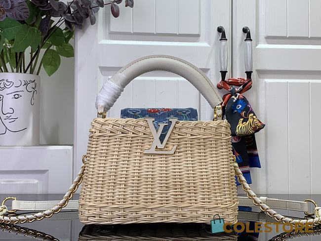 Colestore Louis Vuitton LV x TM Capucines Mini Multicolowhite Rattan 13.6 x 8 x 21cm - 1
