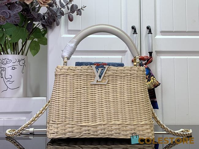 Colestore Louis Vuitton LV x TM Capucines BB Multicolowhite Rattan 27x18x9cm - 1