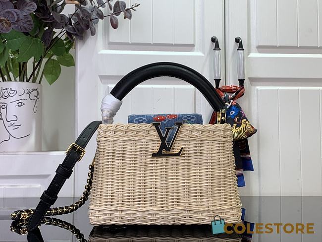 Colestore Louis Vuitton LV x TM Capucines Mini Multicoloblack Rattan 13.6 x 8 x 21cm - 1