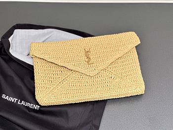 Colestore YSL Saint Laurent Cassandre Large Envelope Pouch in Raffia 29.5×18×4.5cm