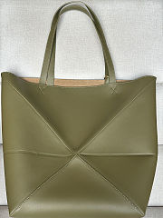 Colestore Loewe Puzzle Fold Tote Shiny Calfskin 'Dark Green' 42x41x18cm - 3