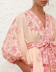 Colestore Zimmermann Lucky Plunge Mini Dress in Cream Pink Floral - 6