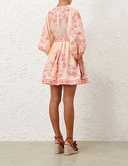 Colestore Zimmermann Lucky Plunge Mini Dress in Cream Pink Floral - 5