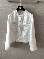Colestore Chanel Satin Jacquard Logo Button-up Jacket White - 1