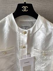 Colestore Chanel Satin Jacquard Logo Button-up Jacket White - 6