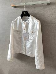 Colestore Chanel Satin Jacquard Logo Button-up Jacket White - 3