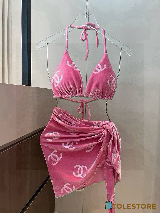 Colestore Chanel Bubblegum Pink Velour bikini - 1