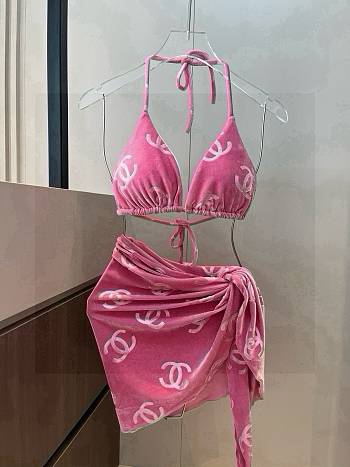 Colestore Chanel Bubblegum Pink Velour bikini