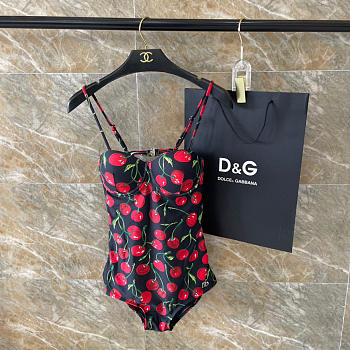 Colestore Dolce & Gabbana Cherry-Print Swimsuit in Black