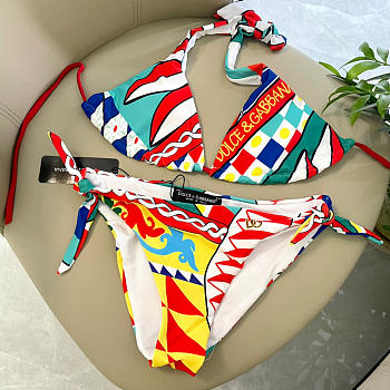 Colestore Dolce & Gabbana Carretto-Print Triangle Bikini in Multicolor