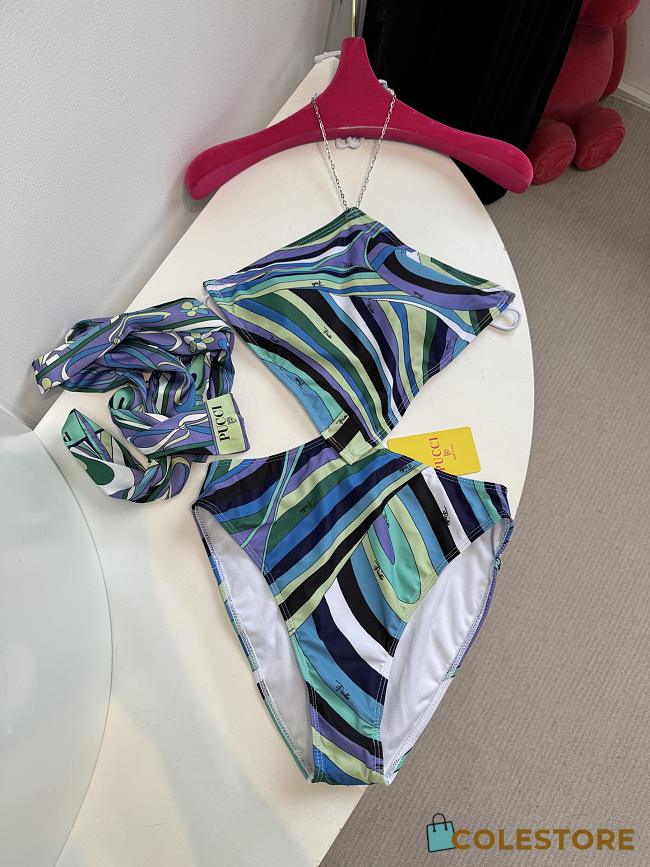 Colestore Pucci Costume Intero Incrociato in Stampa Iride Swimsuit/Bikini - 1