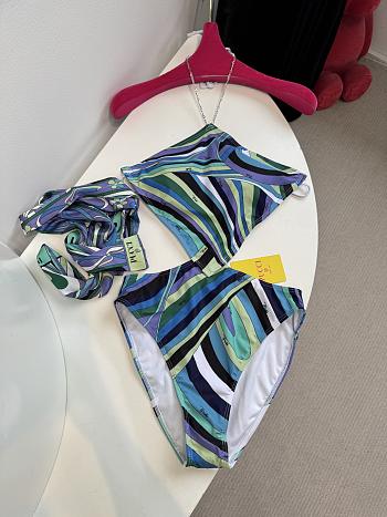 Colestore Pucci Costume Intero Incrociato in Stampa Iride Swimsuit/Bikini
