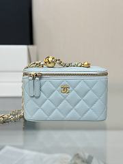 Colestore Chanel Lambskin Quilted Pearl Crush Vanity Light Blue 17x9.5x8cm - 1