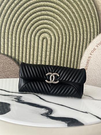 Colestore Chanel Black Leather Chevron Clutch 30x12x6cm