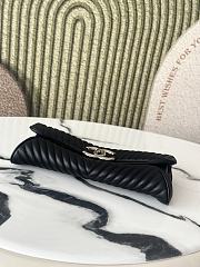 Colestore Chanel Black Leather Chevron Clutch 30x12x6cm - 4
