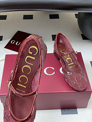 Colestore Gucci Women's GG Crystal Ballet Flat Burgundy - 6