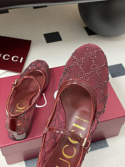 Colestore Gucci Women's GG Crystal Ballet Flat Burgundy - 5