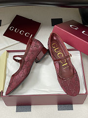 Colestore Gucci Women's GG Crystal Ballet Flat Burgundy - 4