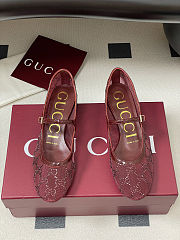 Colestore Gucci Women's GG Crystal Ballet Flat Burgundy - 3