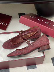 Colestore Gucci Women's GG Crystal Ballet Flat Burgundy - 2