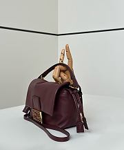 Colestore Fendi Mamma Baguette Medium Leather Burgundy 16x13x10cm - 6