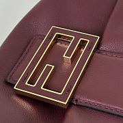Colestore Fendi Mamma Baguette Medium Leather Burgundy 16x13x10cm - 2
