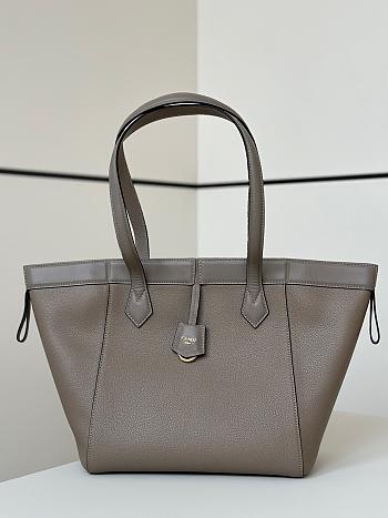 Colestore Fendi Origami Medium Shoulder Bag Brown Grey Leather 27x15x27cm