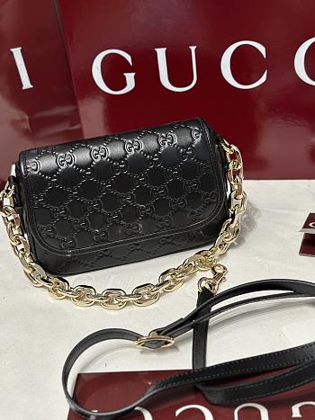 Colestore Gucci GG Matelassé Mini Bag in Black Leather 20.5x13x7cm